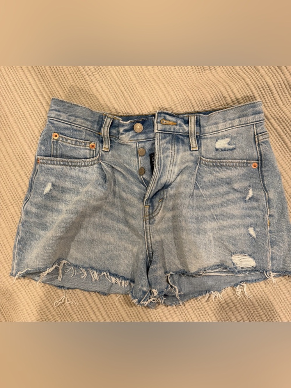 Lucky Brand Light Wash Frayed Denim Shorts